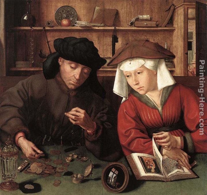 The Moneylender and his Wife painting - Quentin Massys The Moneylender and his Wife art painting
